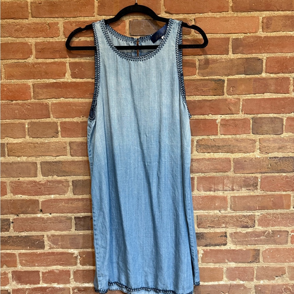 Blue Rain Denim Top with Border Detail